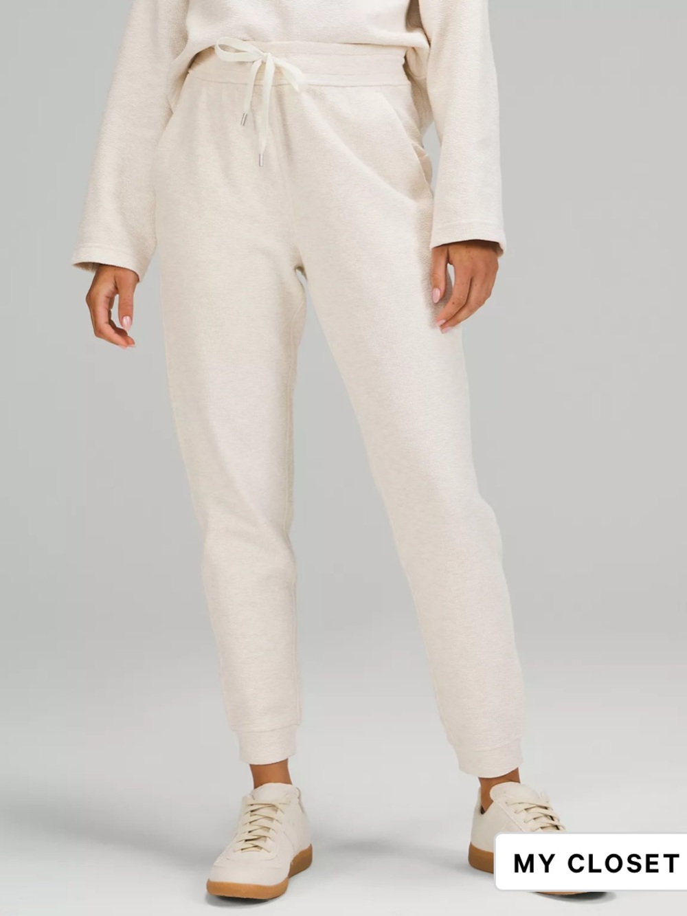 Lululemon Heather White Opal Textured Joggers Size 6 Lounge Sweatpants